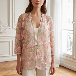 Alex Evenings Floral Embroidered Women's Jacket Size XL